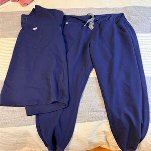 Figs Navy Blue Scrub Set